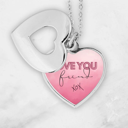 "Love you friend" Heart Necklace