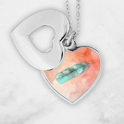 Feather Design Heart Necklace
