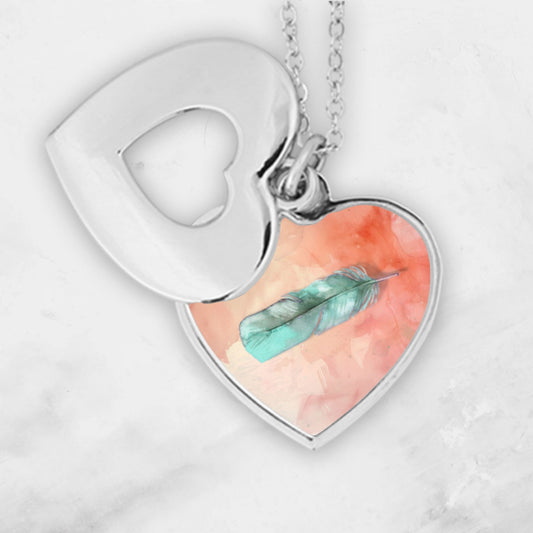 Feather Design Heart Necklace