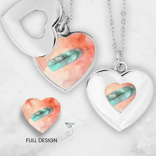 Feather Design Heart Necklace